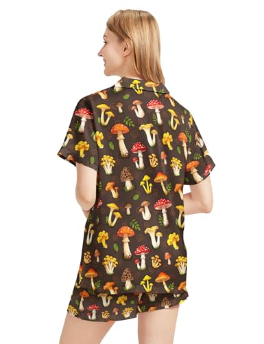 Image of Women's Pajama Sets Funny Pajamas for Women Set Comfortable 2 Piece Button Down Tops & Shorts Sleepwear Short Sleeve
