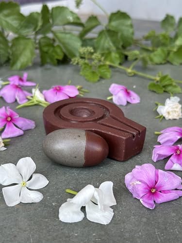 Image of Shivam VASTU AKAL 1.5 inch Original Narmadeshwar Narmada Shivling with 3 inch Narmada Stone Yoni Base Jaladhari (Mahamratunjay Shivling, Brown Flate Jaladhari)