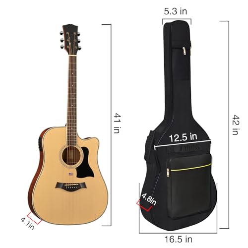 diboer Acoustic Guitar Bag Thick Padding Waterproof Dual Adjustable Shoulder Strap Guitar Case Gig Bag with Back Hanger Loop Thickening Sponge Padding Fit 39-41 Inch Guitar - Thumbnail 2