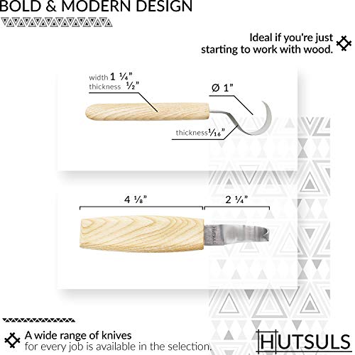 Hutsuls Spoon Carving Knife for Beginners - Right-Handed Razor Sharp Wood Carving Hook Knife Tool in a Beautifully Designed Gift Box Kuksa Carving Hobbies for Men Women Adults and Kids