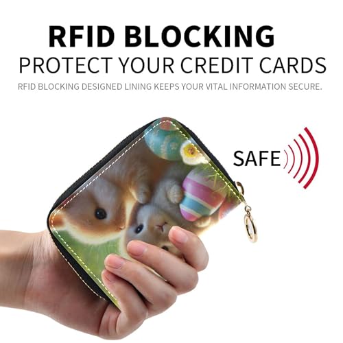 Easter Bunny Couple Garden Wallet for Women Zip Around RFID Blocking Card Holder Cute Ladies Zipper Wallet with Coin Pouch2