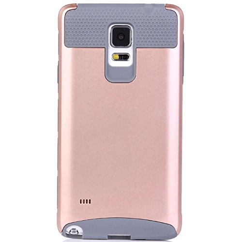 Note 4 Case,Lumsing Galaxy Note 4 Protective Case Shockproof Heavy Duty Hybrid Armor Protection Defender Case High Impact Case for Samsung Galaxy Note 4 with Screen Protector (Rose Gold/Grey)