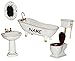 Produktbild alles-meine.de GmbH Set: Badezimmer - incl. Name - aus Porzellan/Keramik - für Puppenstube Miniatur/Maßstab 1:12 - Bad/Badewanne Waschbecken Toilette Wandspiegel - Puppenba..