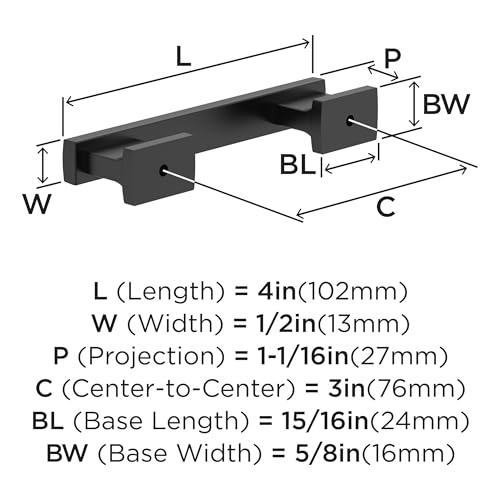 Image of Amerock 25 Pack 3 inch Triomphe Matte Black Drawer Pull