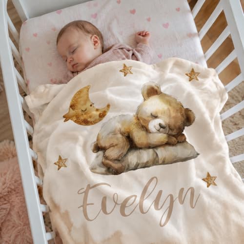 Image of Personalized Baby Blanket for Girls, Custom Nursery Blanket with Name, 30 x 40 Inch Soft Minky Blanket for Baby Toddlers, Newborn Print 01