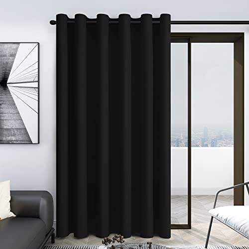 Image of Deconovo Sliding Door Curtains 80 Inches Wide - Extra Wide Curtain Panels for Patio Door, Blackout Grommet Drapes for Office(80W x 84L Inch, Black, 1 Panel)