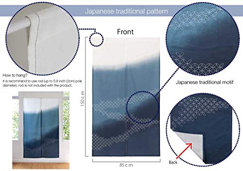 グラデーション 藍染 のれん グラデーションブルーカーテン吊り下げ布