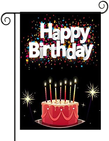 Happy Birthday Big Cake Garden Banner Cartoon Double-sided Printing Linen Outdoor Sign Lawn Sign House Sign Poster Party Decoration Supplies Suitable For Birthday Party (12 X 18 Inches) (black-4)