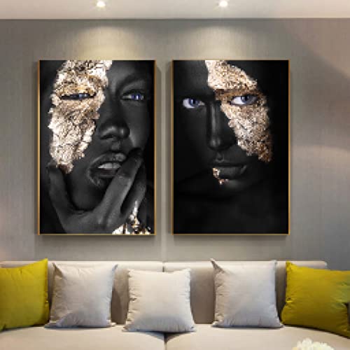 Peinture sur toile femme africaine pour habiller un grand mur vide de salon moderne