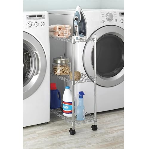 Étagère de cuisine en métal chromé avec 3 niveaux modulables