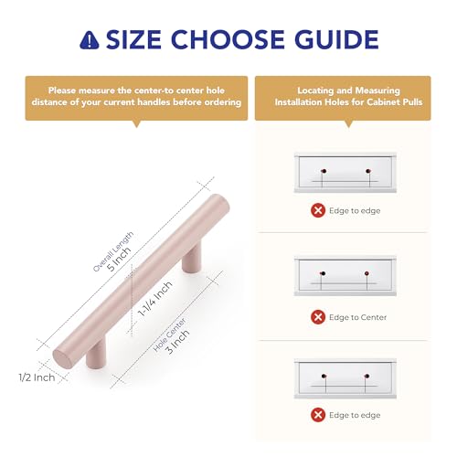 Image of Ravinte 12 Pack | 5 Inch Cabinet Pulls Pink Stainless Steel Kitchen Drawer Pulls Cabinet Handles 5 InchLength, 3 Inch Hole Center