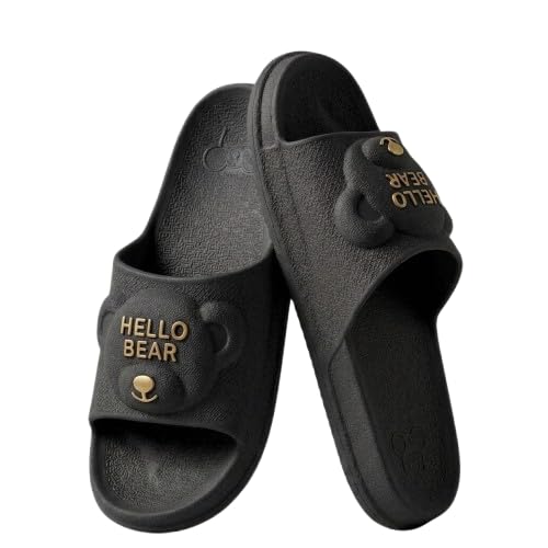 Image of Cute Hello Bear Slip-On Slides For Women | Lightweight Waterproof EVA Material | Stylish Flip Flops For Girls | Stylish Slides For Daily Wear, Lounge, Casual & Everyday Wear