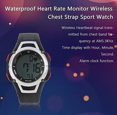 Reloj con monitor de frecuencia cardíaca con correa para el pecho, pantalla digital, monitor de fitness para correr, gimnasio, entrenamiento