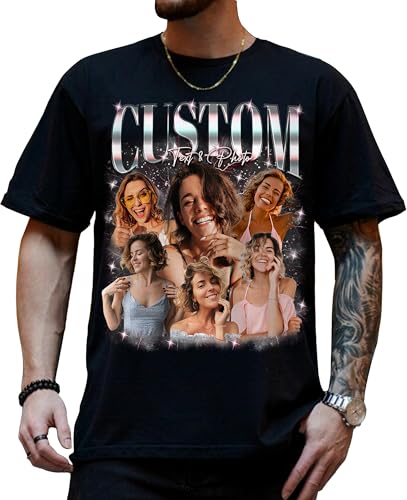 Custom Photo Bootleg Rap Shirt with Girlfriend's Face for Boyfriend - Vintage Graphic Shirt for Men