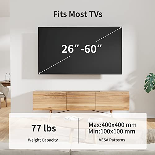 Pipishell Full Motion Tv Wall Mount For Most 26-60 Inch Flat & Curved Tvs Up To 77 Lbs, Single Articulating Arm, Adjustable Bracket Height, Extension, Max Vesa 400X400Mm, Pimf9 #TOP4