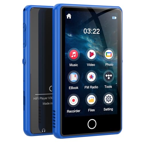 Image of Mp3 Player for Kids, 80GB Bluetooth MP3 Player, Digital Music Player Portable HiFi Sound Full Video Format, MP3 & MP4 Players with Speaker, FM Radio, Voice Recorder, Shuffle Repeat, Up to 256GB, Blue