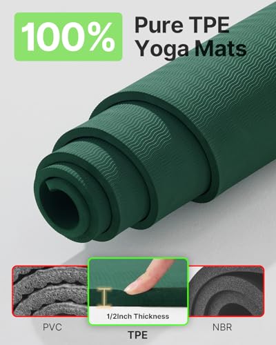 Image of YOTTOY Large Yoga Mat (75 * 52 * 1 /2inch),Extra Wide TPE Exercise Mat,Non-Slip Workout Mat for Pilates, Fitness, Barefoot, Home Gym Studio with Strap and Towel