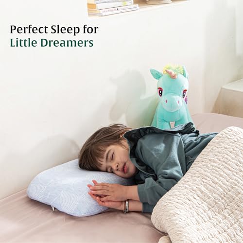 Image of The White Willow Bed Pillow for Kids-Toddler Pillow for 2 Years to 8 Years-Contour Memory Foam Soft Pillow for Sleeping-Small Pillow-Kids Pillow for Girls & Boys-Toddler Pillow-Sky Blue Pillow Cover