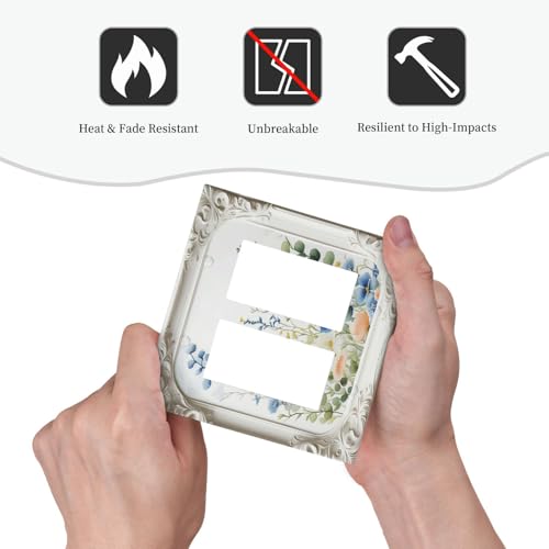 Placa de pared para decoración del hogar con marco floral para interruptor de luz doble 7