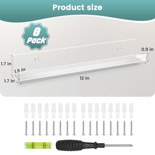 Senkyung SK-001 8 Pack Vinyl Record Shelves 12Inch Clear Vinyl Cd Holder Storage Wall Mount Display Acrylic Floating Shelf thumb #2