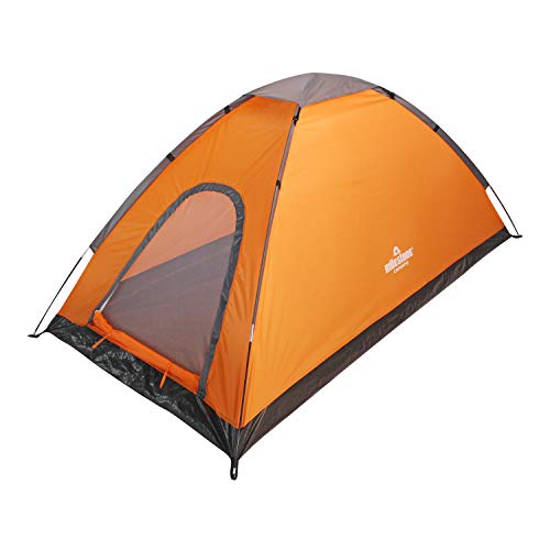 Milestone Camping Unisex's Camping 18829 2 Man Festival Dome Tent with Carry Storage Bag, Orange and Grey, H100 x W120 x D200cm