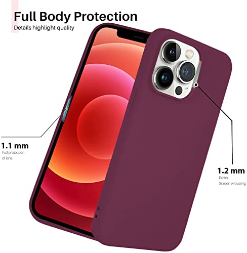 Image of DIZORO Microfiber Candy Case Compatible for iPhone 13 Pro Shockproof Slim Back Cover Liquid Silicone Case - Wine Red