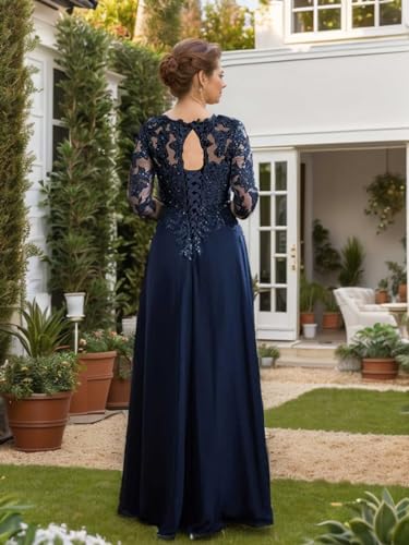 Sparkly Sequin Lace Mother of The Bride Dresses for Wedding 3/4 Sleeve Chiffon Long Prom Formal Evening Gown4