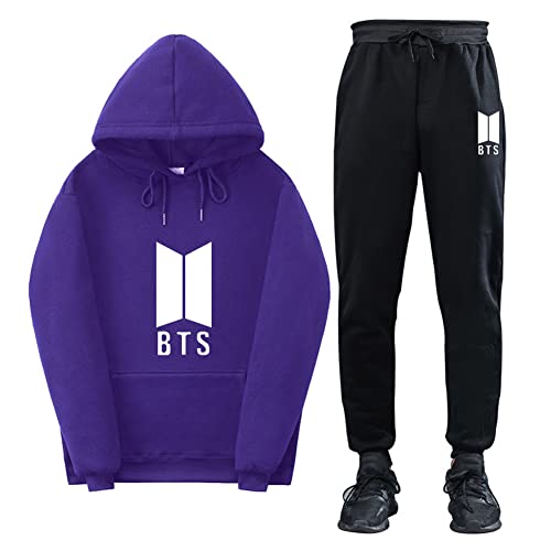 LAIKETE BTS Bangtan Boys Unisexe Survêtement Sportswear 2 Pièces Suit Hauts Manches Longues + Pantalon Taille Ensemble de Sport Tenue de Fitness Jogging Yoga Set Cover