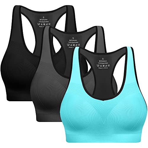 Racerback Sports Bras for Women with Pads - High Impact Athletic Tank Tops for Yoga and Workout Brassieres Bra