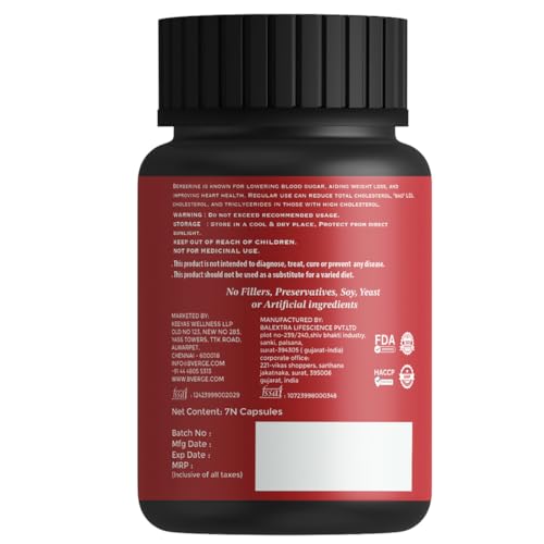 Image of B'VERGE Berberine Supplement 98% (berberis vulgaris) | With Milk Thistle Capsules for Liver | 7 Veg Capsules
