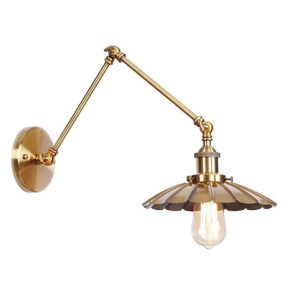 OLSKFUH Wall Lamp, Industrial V-Intage Wall Light Metal Retro Wall Light E27 Brass Base Sconce Lamp Iron Shade Adjustable E-Dison Lighting For Kitchen Bar Lounge Balcony Warehou,