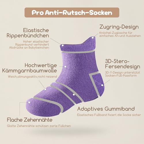 Aroveea Non Slip Grip Ankle Baby Socks 12 Pack for Toddler Boys and Girls Kids,Infant Cute Cotton Baby Socks