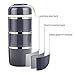YBOBK HOME Bento Lunch Box Leakproof Stainless Steel Stackable Lunch Box with Bag and Reusable Flatware Set Thermal Food Storage Container for Healthy On-the-Go Meal and Snack Packing (3-Layer, Gray)