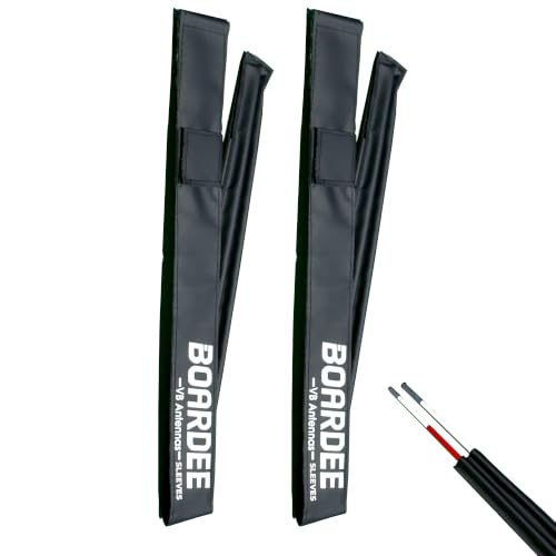 BOARDEE Volleyball Net Antenna Sleeves - Durable Tarpaulin Hook-and-Loop Sleeves with Vertical Straps - Indoor and Beach Volleyball Net Equipment - Pack of 2 (No Antennas Included) (Black)