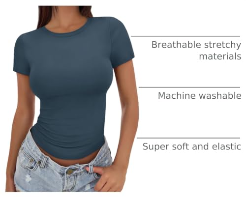 Image of Trendy Queen Womens Fitted Short Sleeve Shirt Buttery Soft Top Stretchy Tee