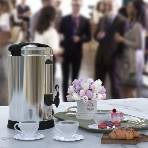 Image of Commercial Coffee Maker, Percolator Coffee Pot, 100-Cup Hot Water Urn