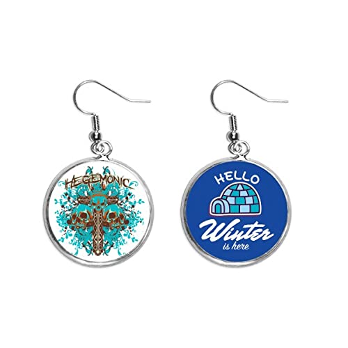 Pendientes de calavera azul y negra estilo graffiti street con efecto hielo para invierno