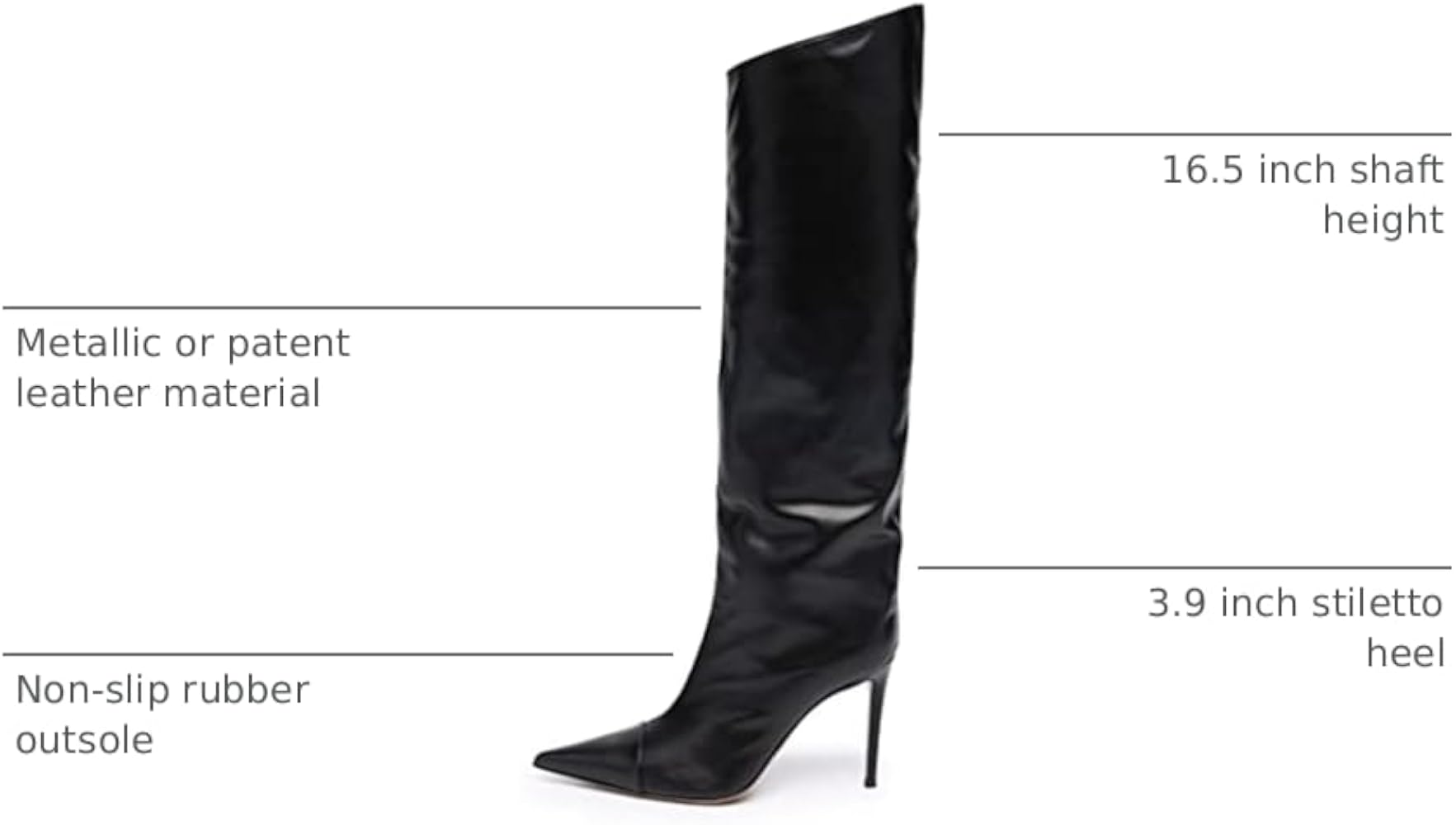 Amazon.com | Arqa Black Boots for Women High Stiletto Heel Knee 
