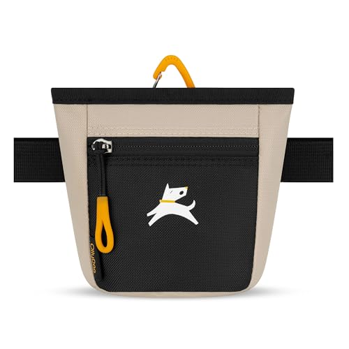 OllyDog Goodie Treat Bag, Dog Treat Pouch, Waist Belt Clip for Hands-Free Training, Magnetic Closure, Dog Training and Behavior Aids, Three Ways to Wear (Con Leche)