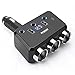 NDDI Adattatore splitter per caricabatterie da auto, 3 prese accendisigari multipresa da 12 V/24 V 110 W DC con voltmetro a LED, doppia porta USB, utilizzato per cellulare, tablet, PC, GPS, ecc.