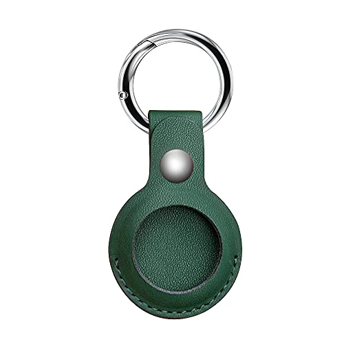 ZWHT AirTag Leather Key Ring Anti-Lost Leather Case for AirTag Protective Case Cover with Keychain Anti-Scratch Tracker Holder Cases Cover Protector Air Tags for Dogs Keys Backpacks