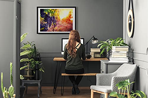 Affiche décorative de vignes sous cadre photo en bois MDF 70x50 cm Tulup