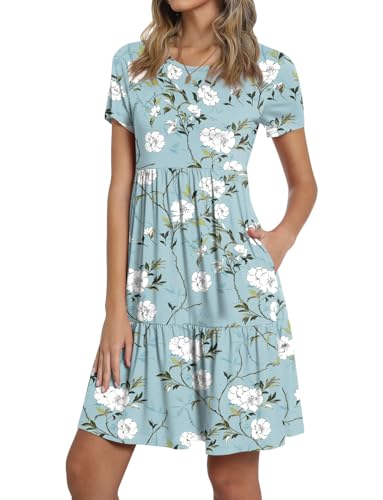 Image of TAOHUADAO 2026 Summer Dresses for Women Short Sleeve Ruffle Casual Sundress with Pockets