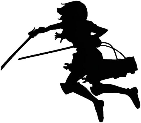 ATTACK ON TITAN MIKASA SILHOUETTE LOGO STICKERS SYMBOL 5.5" DECORATIVE DIE CUT DECAL FOR CARS TABLETS LAPTOPS SKATEBOARD - BLACK