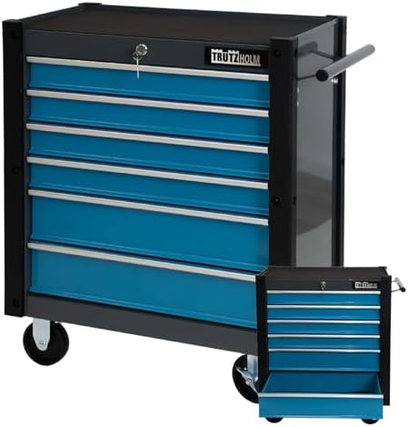 Bild 9 - TRUTZHOLM Werkstattwagen mit 6 kugelgelagerten Schubladen – abschließbar, mit Anti-Slip-Einlagen, Eckschutzleisten, 4 Rollen (2 Lenkrollen mit Bremse), Traglast 105 kg, Stahl, Schwarz-Grün