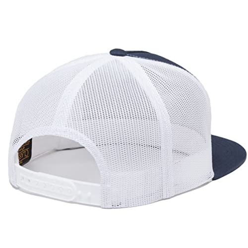 Kimes Ranch Unisex Banner Ventilated Trucker Adjustable Snapback High-Profile Flat Bill Logo Cap/Navy/White #TOP2