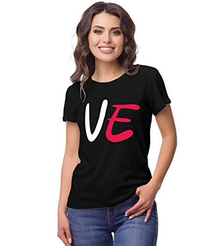 Image of Hangout Hub | Couple Tshirts | Love | Set of 2 | LOVE Printed|Regular Fit | Cotton T-shirts|Couple Matching dress