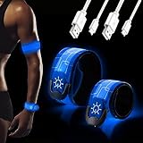 DazSpirit 2 Stück LED Armband Aufladbar, USB Reflective LED leucht Armbänder Lichtband, Band leuchtarmband Kinder Nacht Sicherheits Licht für Joggen Laufen Hundewandern Running Outdoor Sports (Blau)