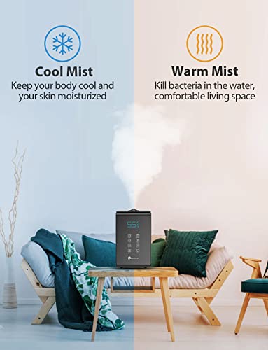 Elechomes Humidifier For Large Room Bedroom Plants, Sh8820 Warm And Cool Mist Humidifiers, 5.5L Top Fill Vaporizer With Remote Control, Ultra Quiet, Led Display, Humidity Sensor, Auto Shut-Off, Black #TOP6
