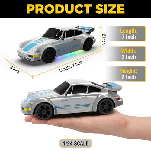 Image of Remote Control Car RC Drift Car 2.4GHz 1:24 4WD 15KM /H High Speed Racing Sport Car with LED Lights Drifting Tire Racing Sport Toy for Adults Boys Girls Kids Gift